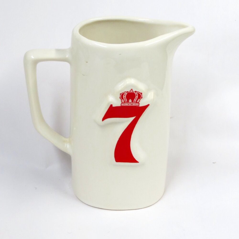 Vintage Seagram's 7 Crown Whiskey Ceramic Bar Pitcher 7" Tall